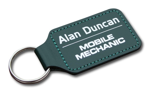 Rectangular Recycled Leather Foil Blocked Key Fob - Direct Supply Ltd