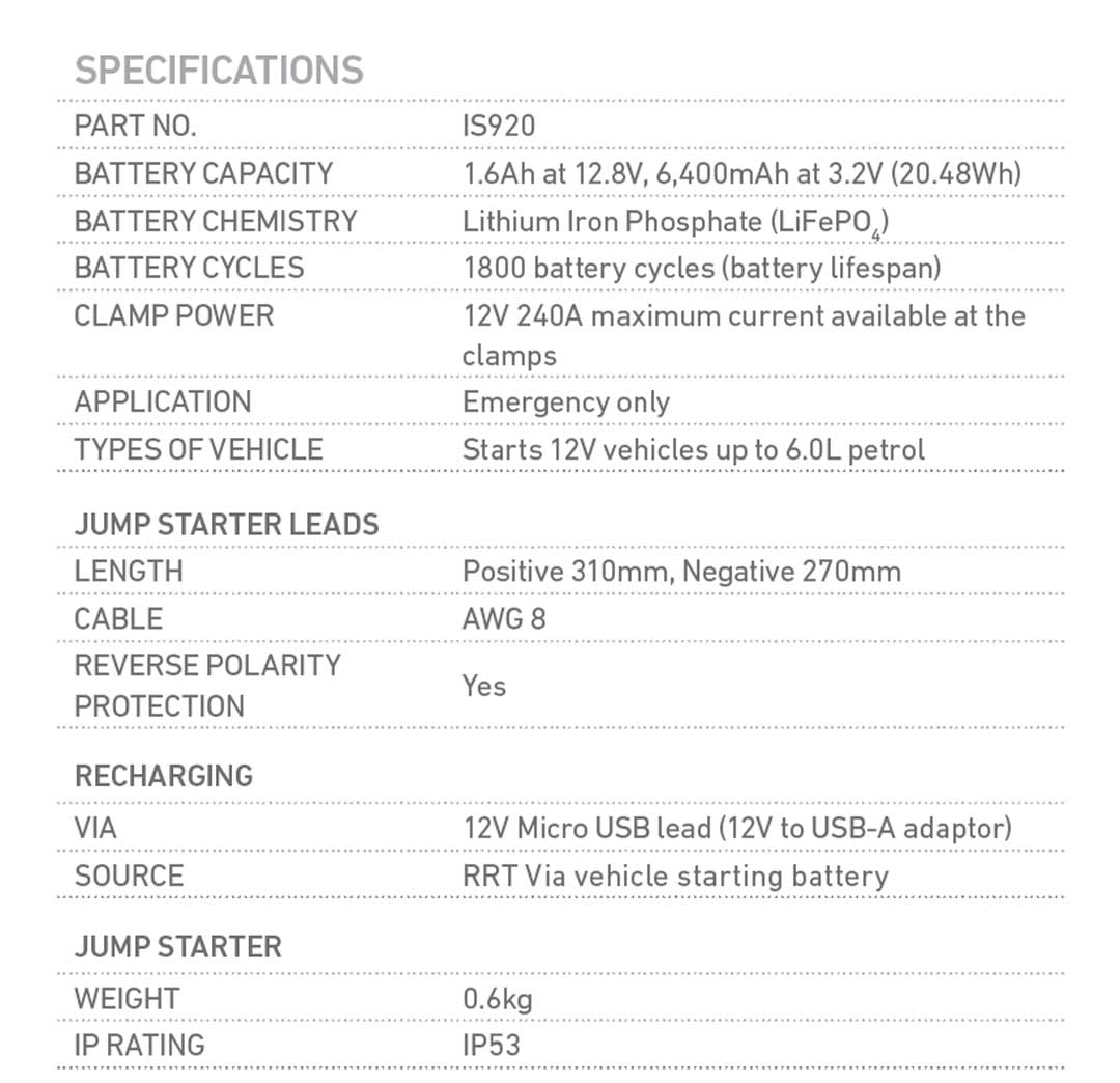 Projecta IS920: Smart, Safe, and Portable Jump Starter Range - Direct ...